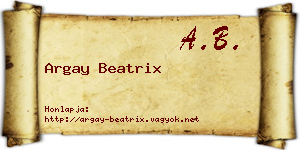 Argay Beatrix névjegykártya